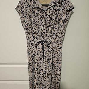 REI Sun Up Shirt Dress size M Purple cream color